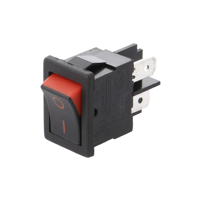 Comutator Basculant ON-OFF 10A/250VAC Negru-Roșu | Electronic-mag.ro | Componente Electronice