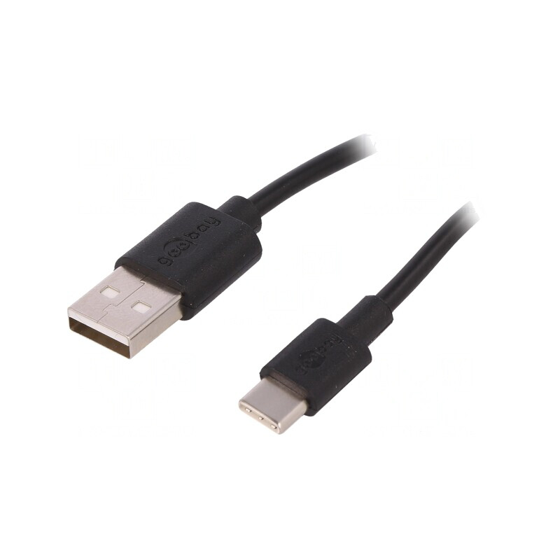Cablu USB 2.0 USB-A la USB-C 0,5m Negru | Electronic-mag.ro | Componente Electronice