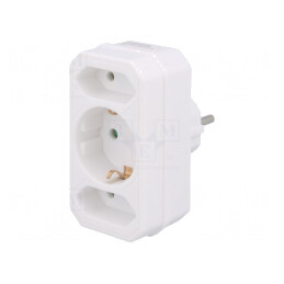 Conector Alimentare AC Splitter Alb 3x Soclu | Electronic-mag.ro | Componente Electronice