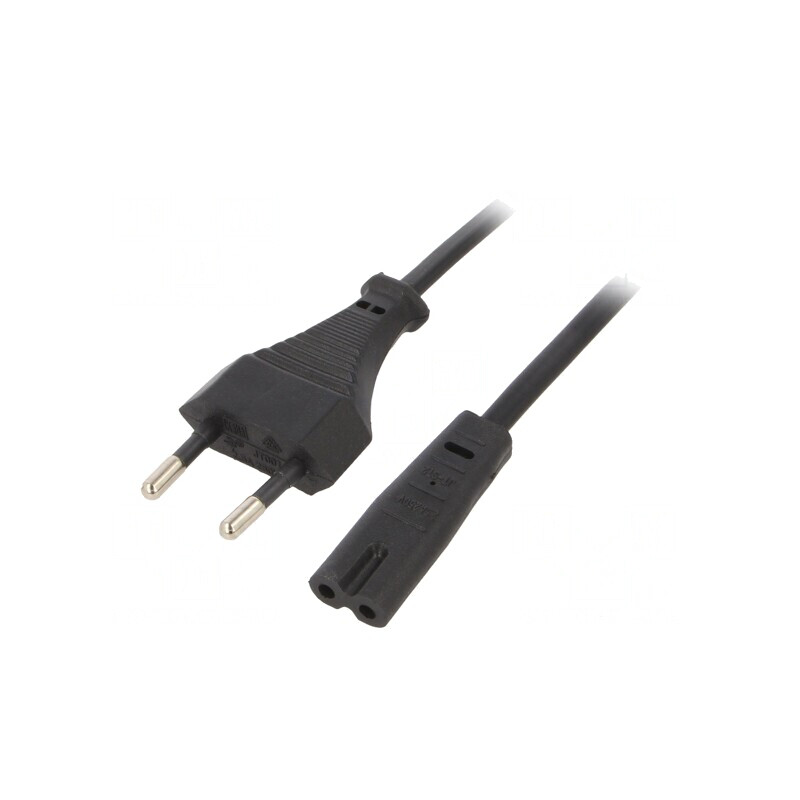 Cablu Alimentare 1,8m Negru 2x0,75mm2 CEE 7/16 la IEC C7 | Electronic-mag.ro | Componente Electronice