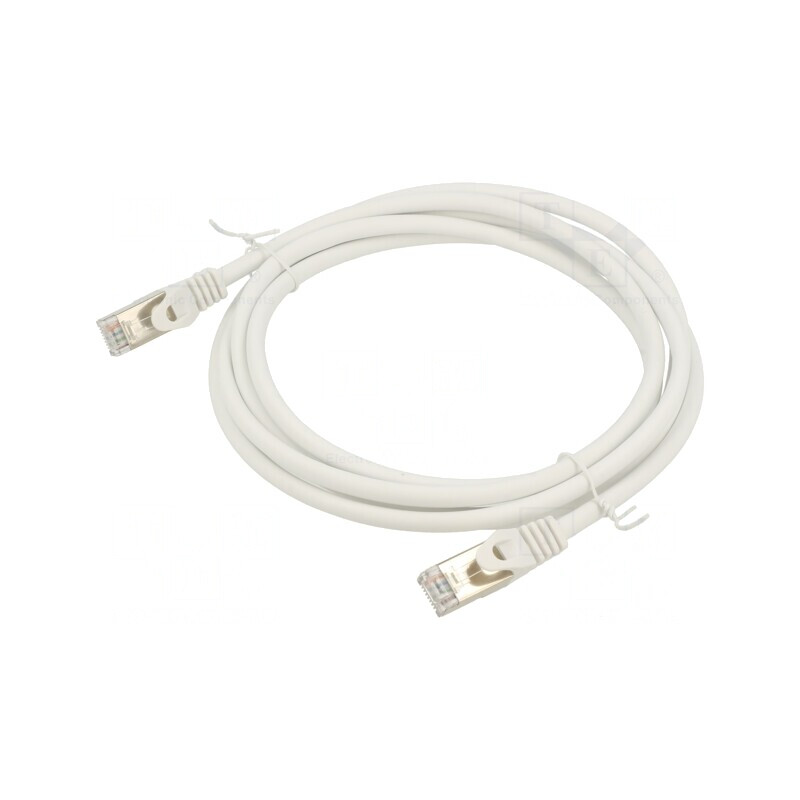 Patch cord S/FTP Cat6a alb 2m LSZH aurit | Electronic-mag.ro | Componente Electronice