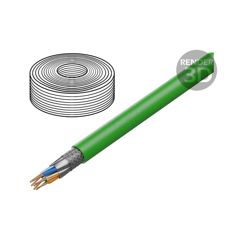 Cablu S/FTP Cat 8.2 100m Verde LSZH | Electronic-mag.ro | Componente Electronice