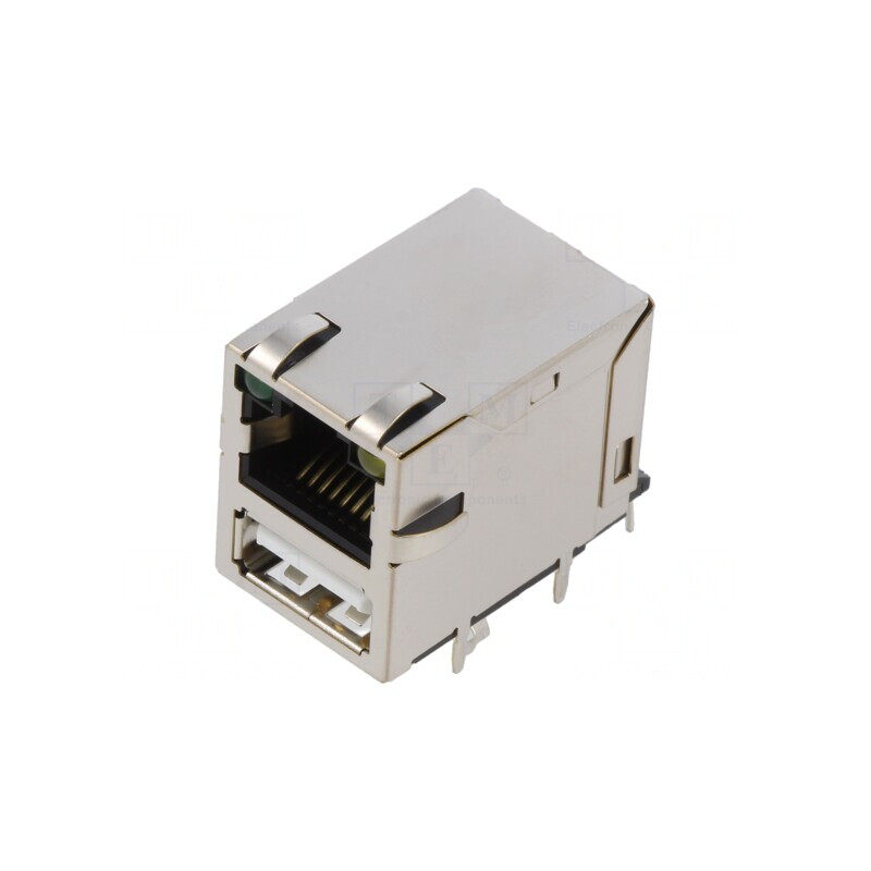 Soclu RJ45 USB A Ecranat cu LED 8p8c | Electronic-mag.ro | Componente Electronice