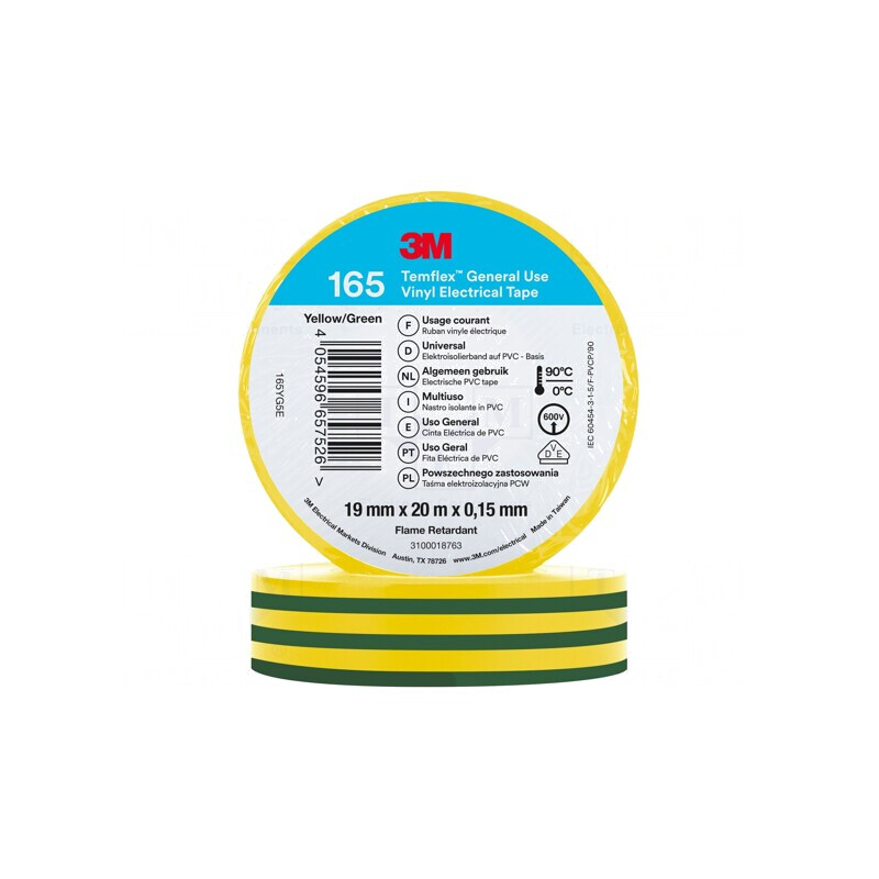 Bandă Electroizolantă 19mm x 20m Galben-Verde | Electronic-mag.ro | Componente Electronice