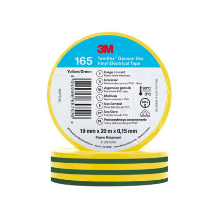 Bandă Electroizolantă 19mm x 20m Galben-Verde | Electronic-mag.ro | Componente Electronice