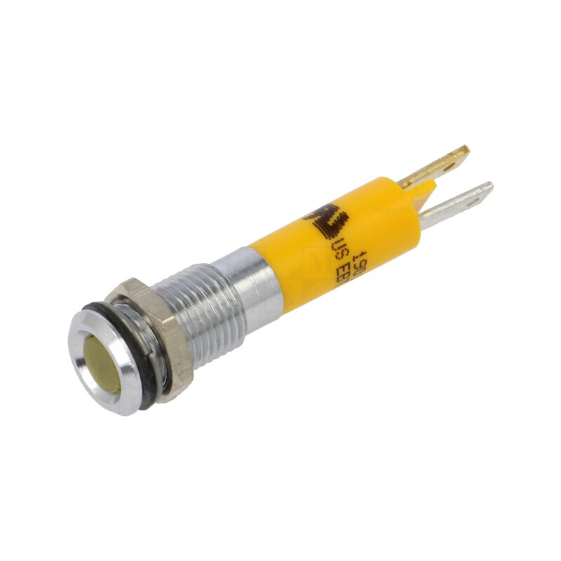 Lampă LED Galbenă 12VDC Ø8mm Metal | Electronic-mag.ro | Componente Electronice