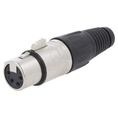 Mufă XLR Mamă 4 Pin pentru Cablu Lipire Argintat Metal | Electronic-mag.ro | Componente Electronice