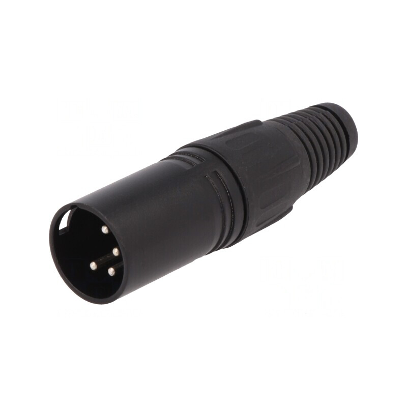 Mufă XLR Tată 4 Pin Lipire Argintat Neagră | Electronic-mag.ro | Componente Electronice