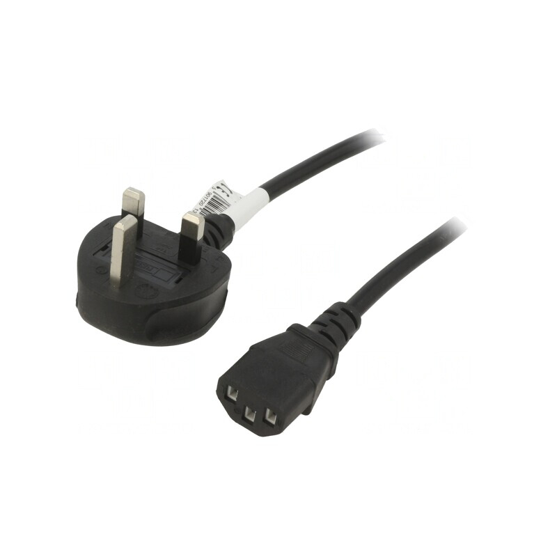 Cablu de alimentare 1,5m negru 3x0,5mm2 BS 1363 la IEC C13 | Electronic-mag.ro | Componente Electronice