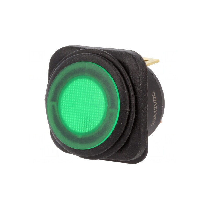 Comutator Basculant Verde ON-OFF 25A 12V IP65 LED | Electronic-mag.ro | Componente Electronice