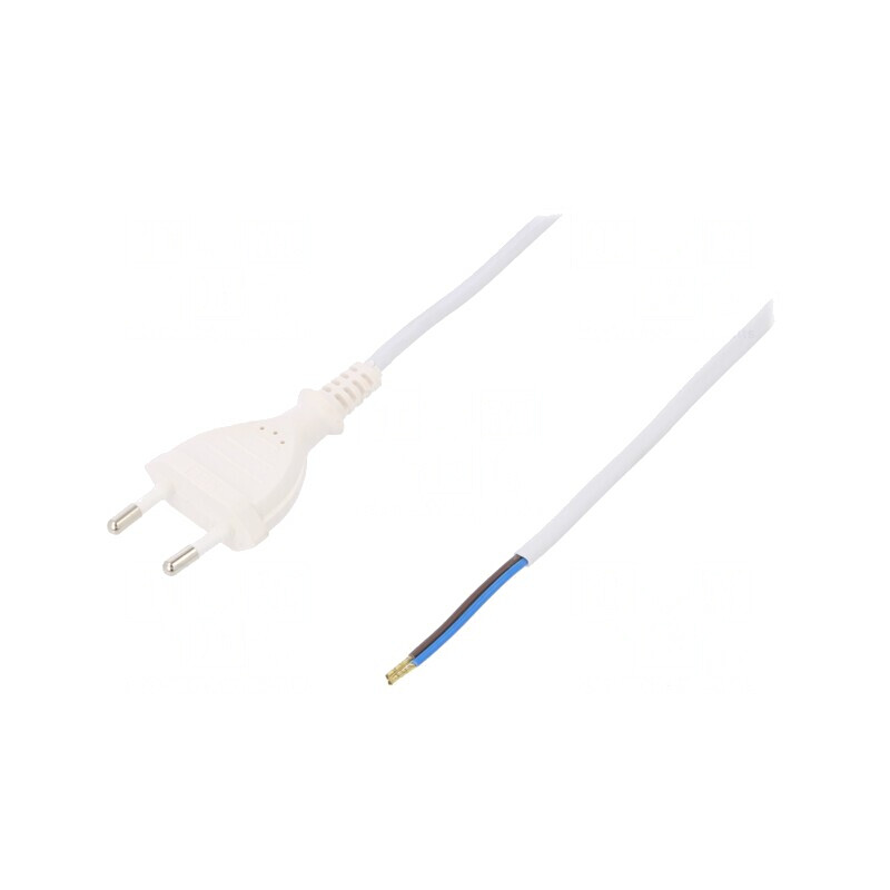 Cablu Alimentare PVC Alb 2x0,5mm2 1.5m 2.5A | Electronic-mag.ro | Componente Electronice