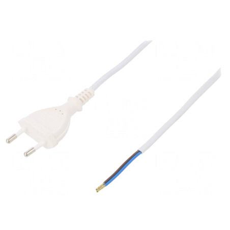 Cablu Alimentare PVC Alb 2x0,5mm2 1.5m 2.5A | Electronic-mag.ro | Componente Electronice