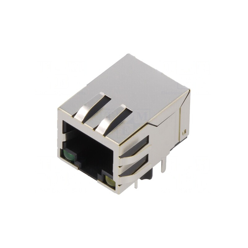 Soclu RJ45 ecranat cu LED 8p8c THT | Electronic-mag.ro | Componente Electronice