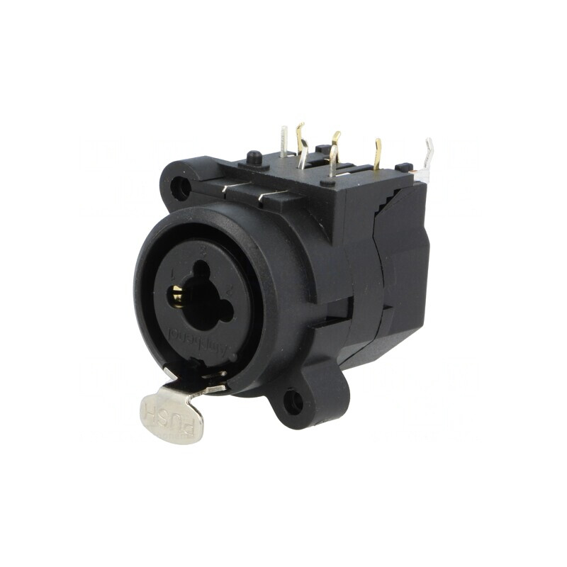 Conector Audio Jack 6.3mm XLR Mamă în Unghi 90° cu Buton | Electronic-mag.ro | Componente Electronice