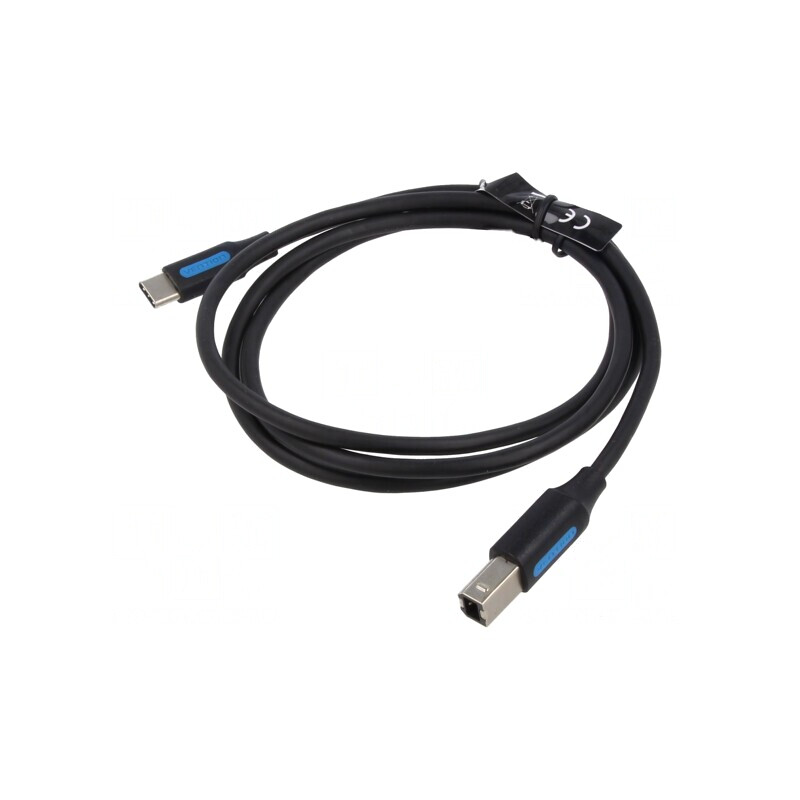 Cablu USB 2.0 USB B la USB C 1m Negru 2A | Electronic-mag.ro | Componente Electronice