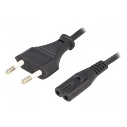 Cablu Alimentare 1,8m Negru 2x0,75mm2 CEE 7/16 la IEC C7 | Electronic-mag.ro | Componente Electronice