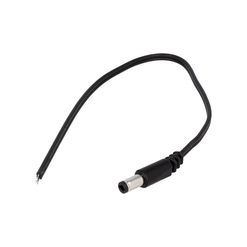 Cablu DC 5,5/2,5 mufă drept negru 0,2m 2x0,5mm2 | Electronic-mag.ro | Componente Electronice