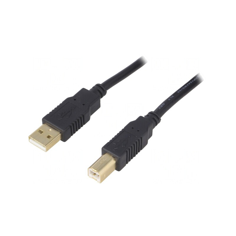 Cablu USB 2.0 A-B Aurit 1m Negru | Electronic-mag.ro | Componente Electronice