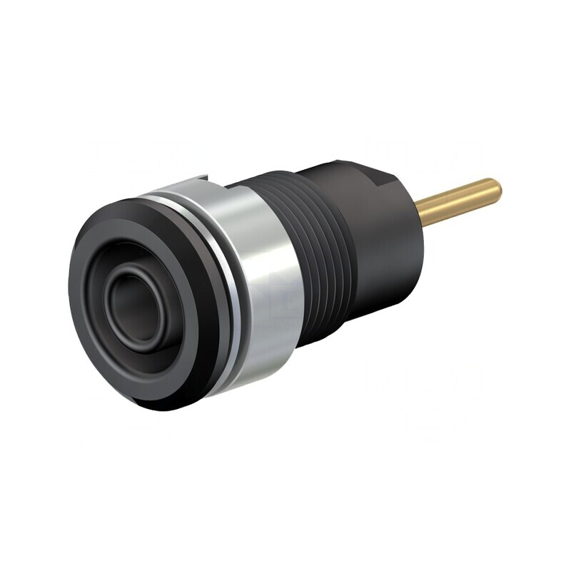Soclu banană 4mm negru aurit 24A 1kV | Electronic-mag.ro | Componente Electronice