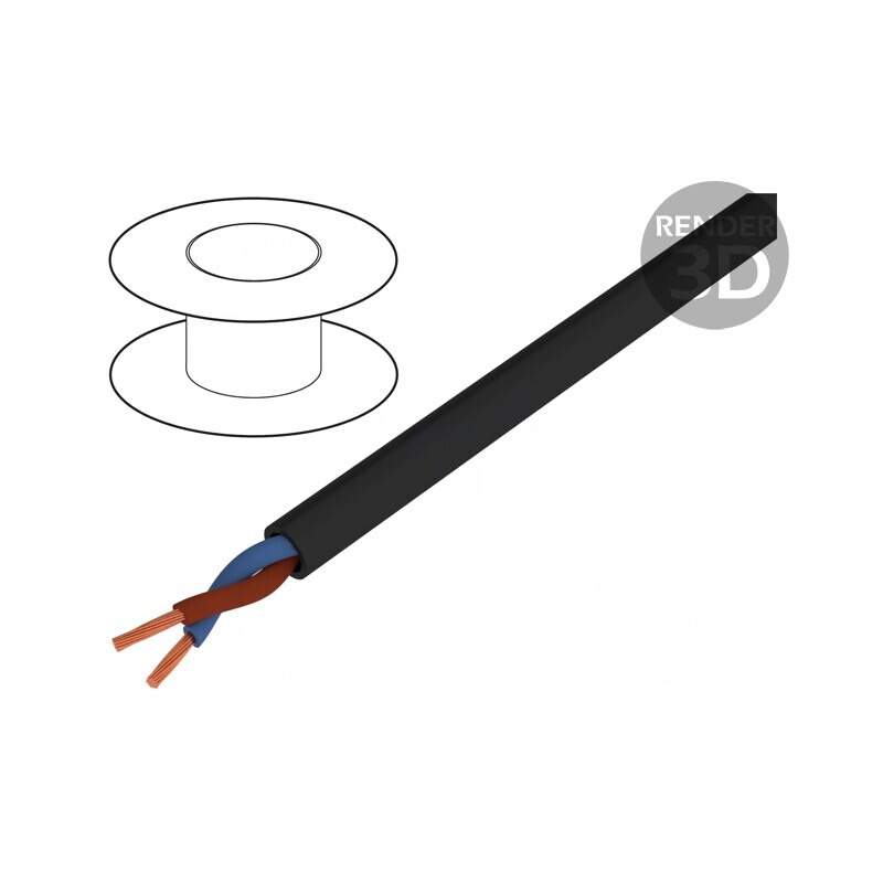 Cablu electric negru 2x2,5mm2 rotund PVC Cu | Electronic-mag.ro | Componente Electronice