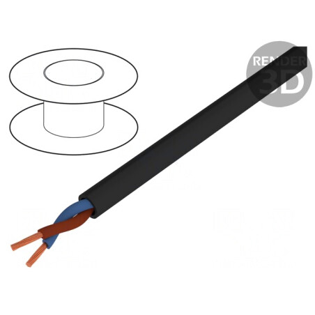 Cablu electric negru 2x2,5mm2 rotund PVC Cu | Electronic-mag.ro | Componente Electronice