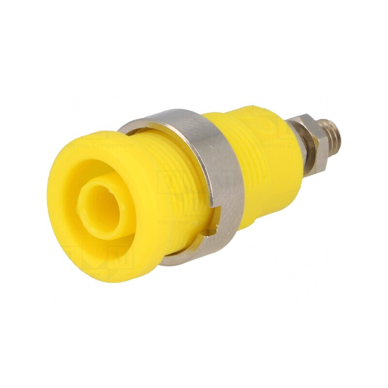 Soclu Banană 4mm Galbenă cu Izolație | Electronic-mag.ro | Componente Electronice