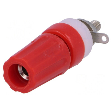 Soclu banană 4mm roșu nichelat pe panou 15A 250VDC | Electronic-mag.ro | Componente Electronice
