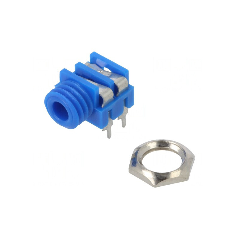 Soclu Jack 3,5mm Mono Albastru 90° THT | Electronic-mag.ro | Componente Electronice