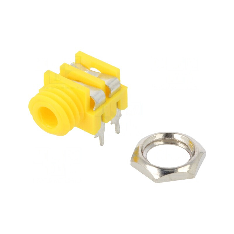 Soclu Jack 3,5mm Mono Galben 90° THT | Electronic-mag.ro | Componente Electronice