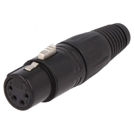 Mufă XLR Mamă 4 Pin Lipire Argintat Neagră | Electronic-mag.ro | Componente Electronice