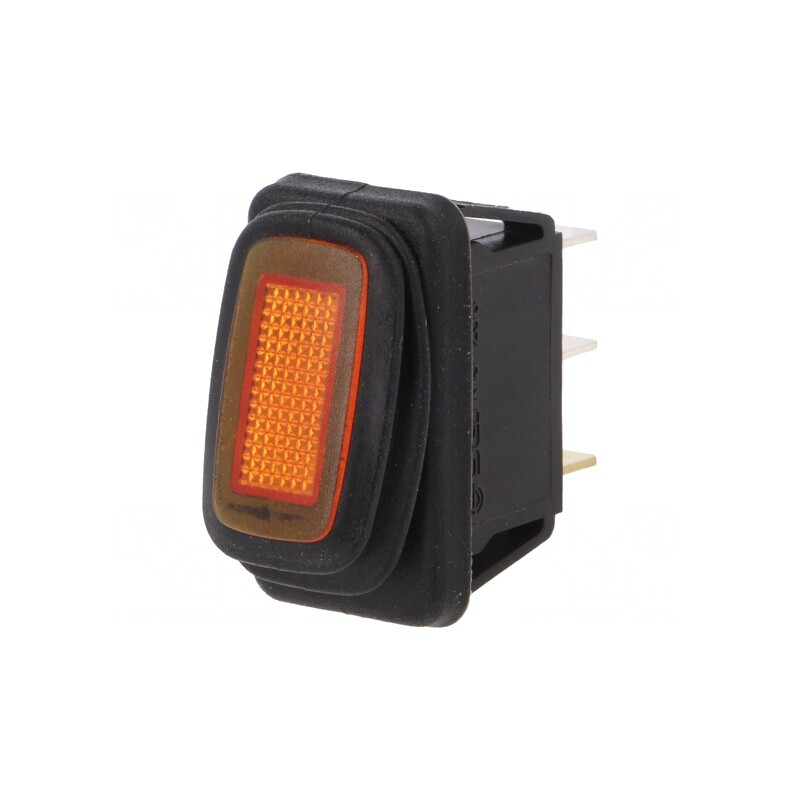 Comutator Rocker ON-OFF 16A 12V Portocaliu LED 12V IP65 | Electronic-mag.ro | Componente Electronice