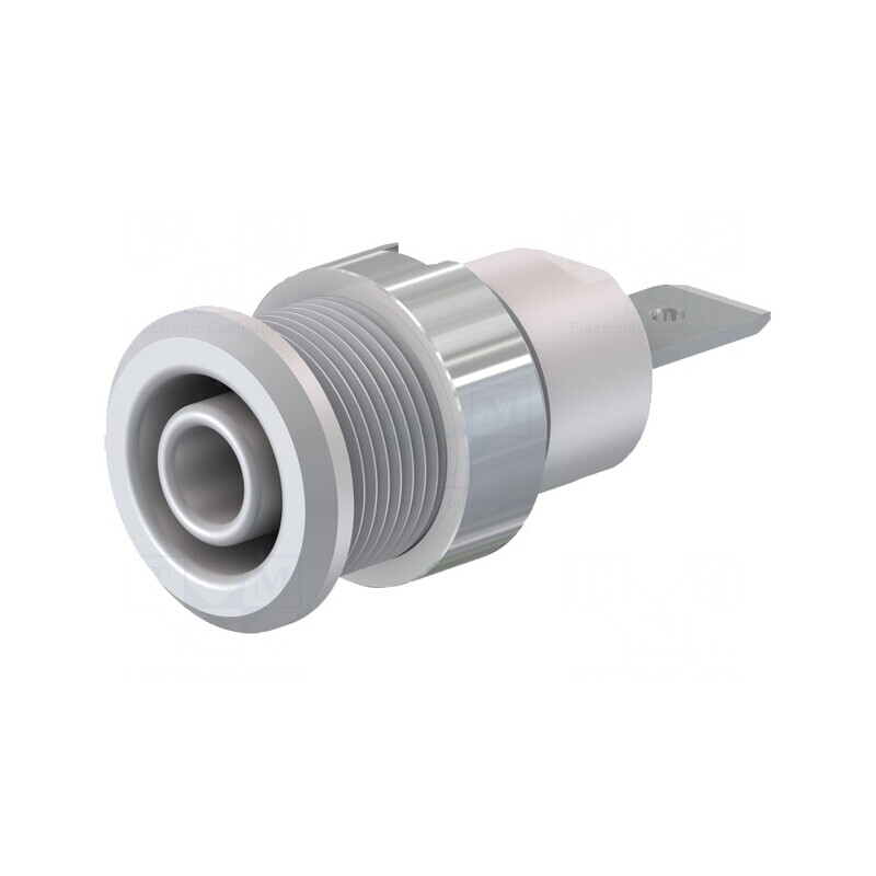 Soclu Banană 4mm Alb 32A 1kV Nichelat Alamă | Electronic-mag.ro | Componente Electronice