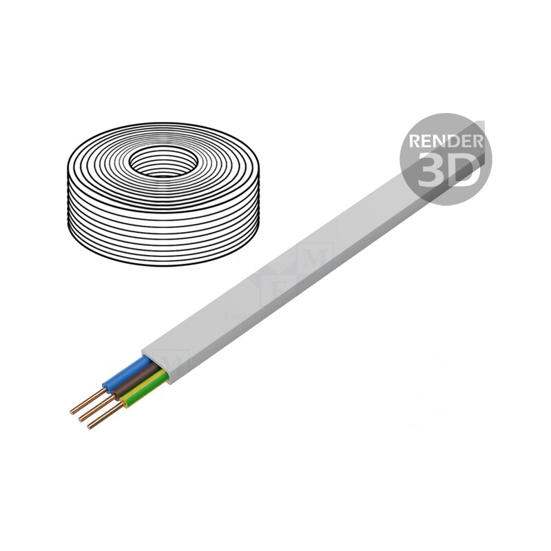 Cablu electric plat alb 3x1.5mm 100m | Electronic-mag.ro | Componente Electronice