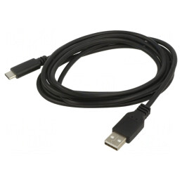 Cablu USB 2.0 USB A la USB C 0.5m Negru PVC | Electronic-mag.ro | Componente Electronice
