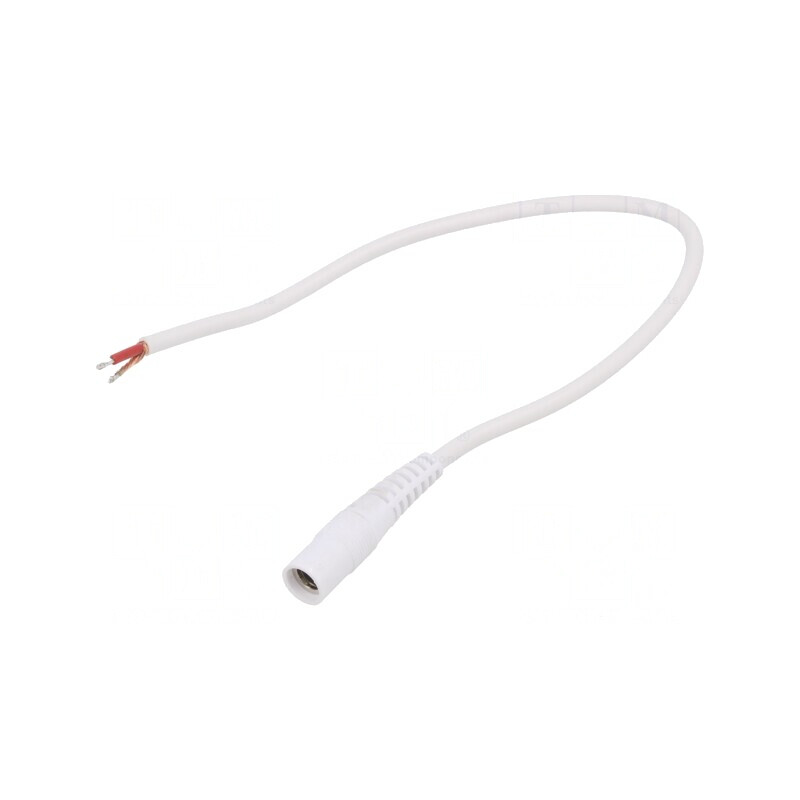Cablu Alb 1x1mm2 DC 5.5/2.5 Soclu Drept 0.25m | Electronic-mag.ro | Componente Electronice