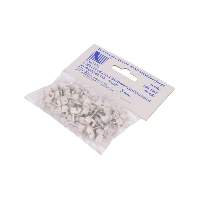 Cleme de susținere albe pe cablu rotund, 100 buc, cui 3mm | Electronic-mag.ro | Componente Electronice Cleme de susținere albe pe cablu rotund, 100 buc, cui 3mm | Electronic-mag.ro | Componente Electronice