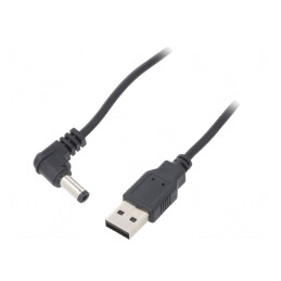 Cablu USB A la DC 5.5/2.1 Negru 1m | Electronic-mag.ro | Componente Electronice