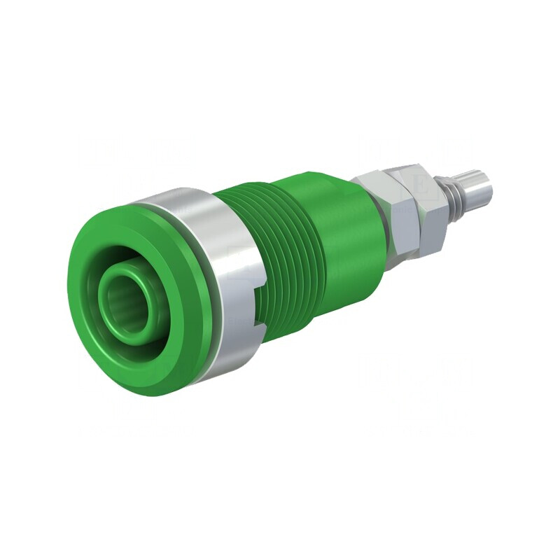Soclu banană verde 4mm 32A 1kV alamă nichelată | Electronic-mag.ro | Componente Electronice