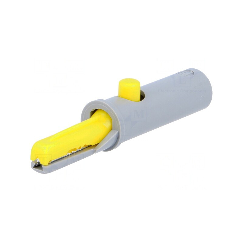 Bornă crocodil galbenă 6A 60VDC 4mm | Electronic-mag.ro | Componente Electronice