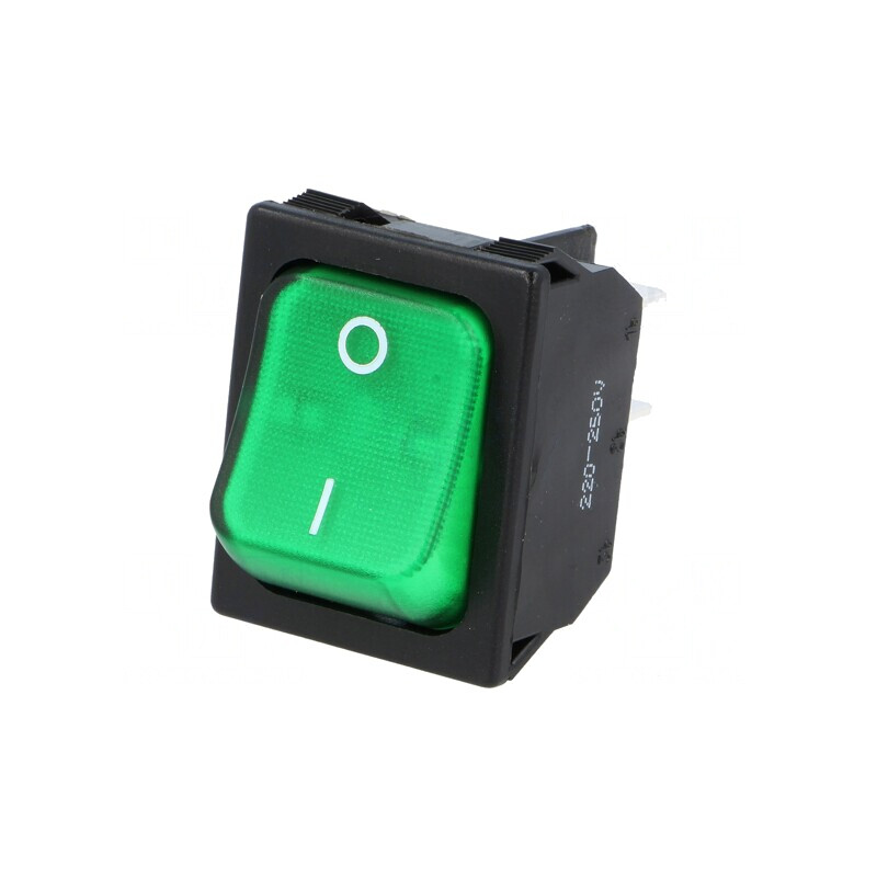 Întrerupător Balansier Verde ON-OFF 10A/250V cu Lampă Neon | Electronic-mag.ro | Componente Electronice