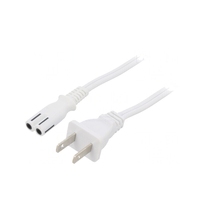 Cablu Alimentare 2x18AWG IEC C7 Alb 1m | Electronic-mag.ro | Componente Electronice