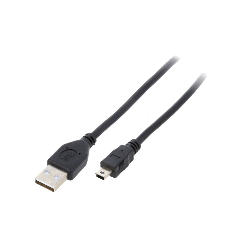Cablu USB 2.0 A-B Mini Aurit 1.8m Negru | Electronic-mag.ro | Componente Electronice