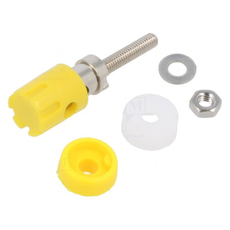 Soclu Banană 4mm 15A Galben Pe Panou | Electronic-mag.ro | Componente Electronice
