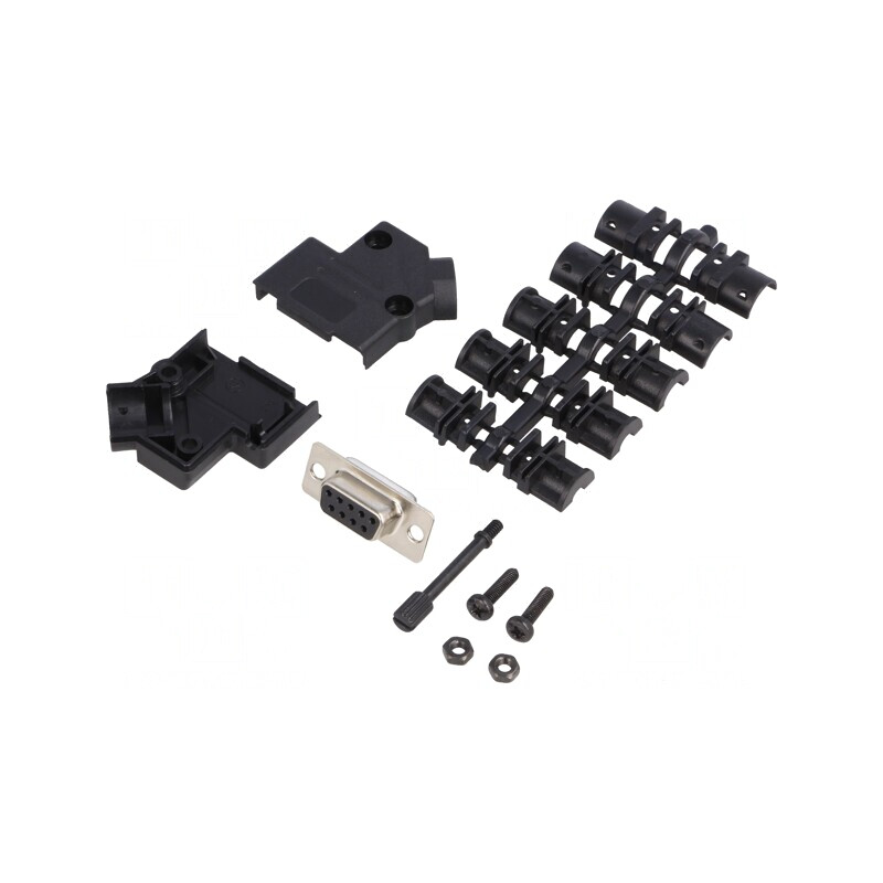 D-Sub 9 PIN Mufă Mamă Neagră Kit Complet | Electronic-mag.ro | Componente Electronice
