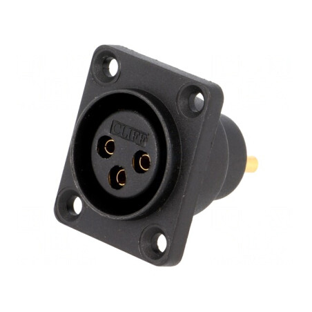 Soclu XLR mamă 3 pini etanș cu flanșă 4 orificii | Electronic-mag.ro | Componente Electronice