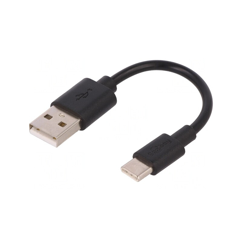 Cablu USB 2.0 USB A la USB C 0,1m Negru | Electronic-mag.ro | Componente Electronice