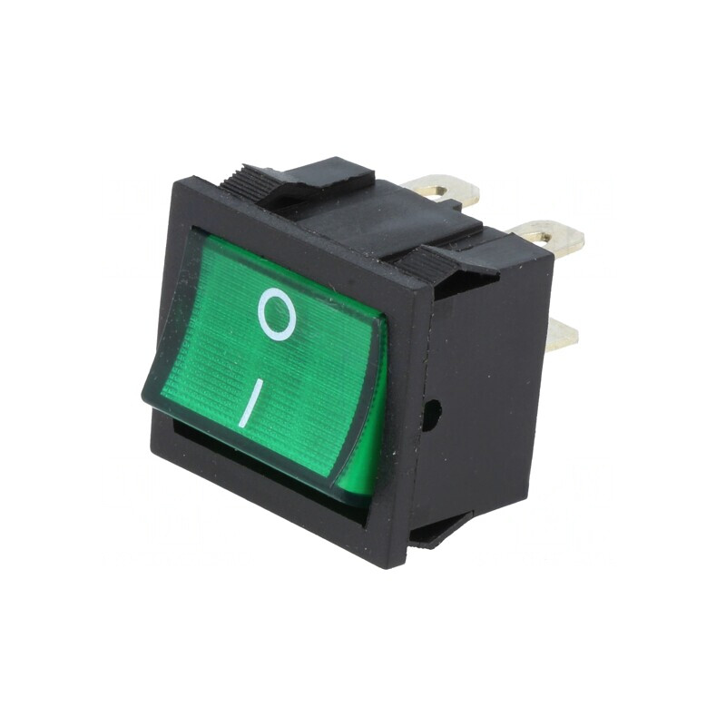 Comutator Rocker DPST ON-OFF 6A/250VAC Verde cu Lampă Neon | Electronic-mag.ro | Componente Electronice
