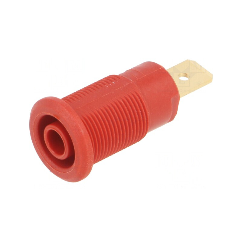 Soclu Banană 4mm 32A Roșu Aurit Alamă | Electronic-mag.ro | Componente Electronice