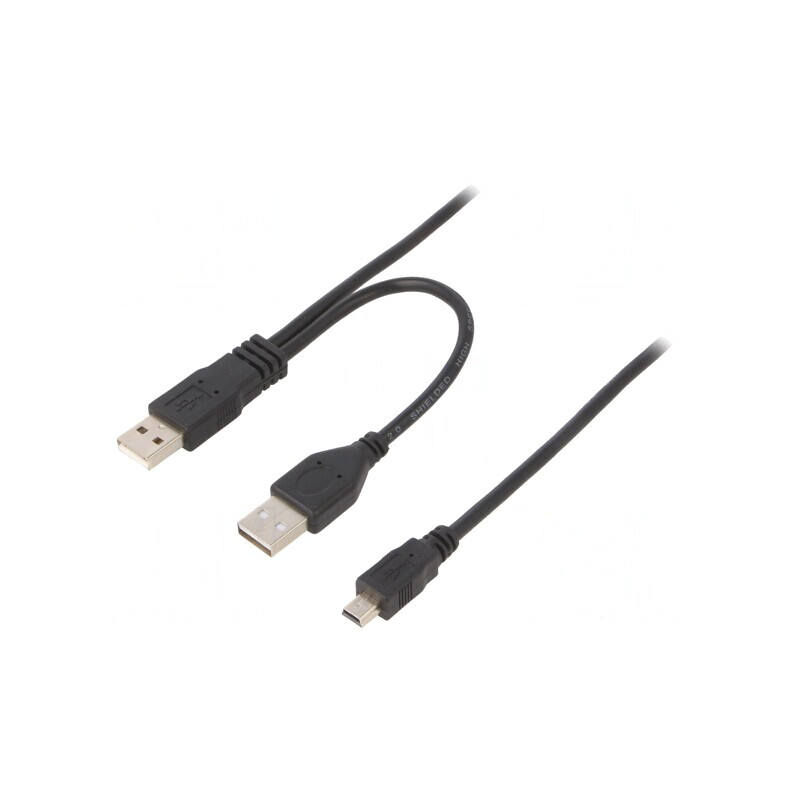 Cablu USB 2.0 dublu aurit 0,9m negru | Electronic-mag.ro | Componente Electronice