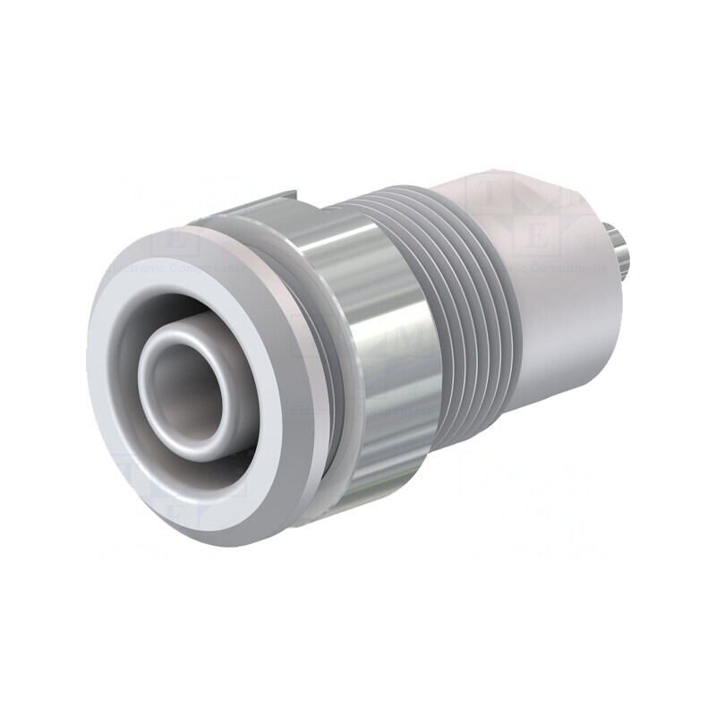 Soclu banană alb 4mm 24A 1kV nichelat | Electronic-mag.ro | Componente Electronice